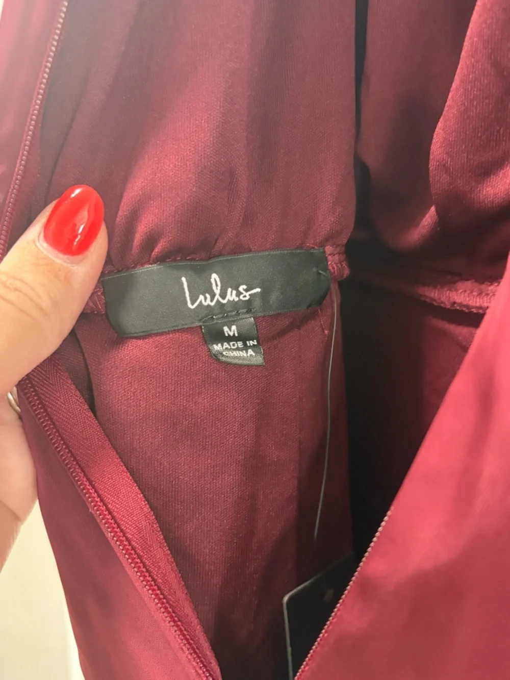 Lulus Classic Elegance NWT Medium Wine Red Satin Sleeveless Mock Neck Jumpsuit - Picture 9 of 15